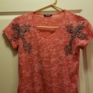 Beautiful Pink V-Neck Burnout top
